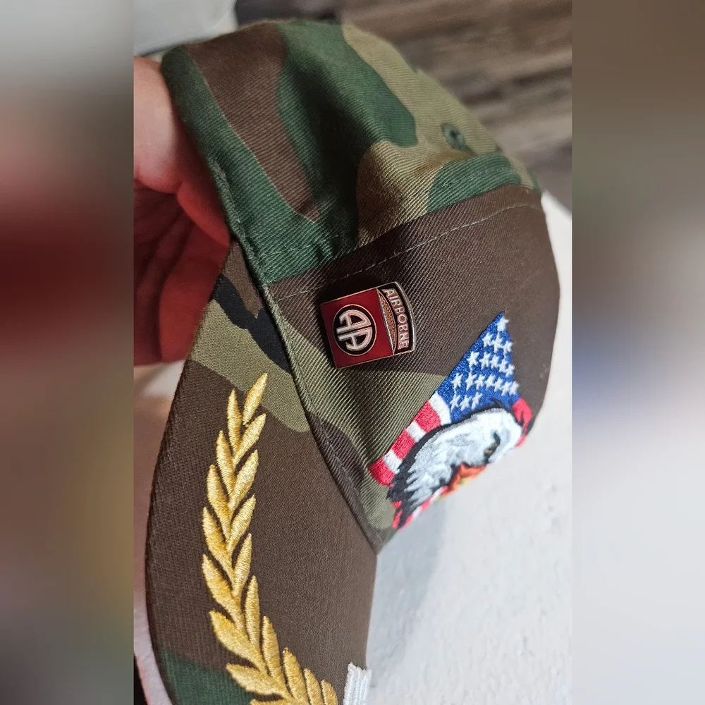 🩵Junior August‎ camouflage baseball cap embroidered American flag💚